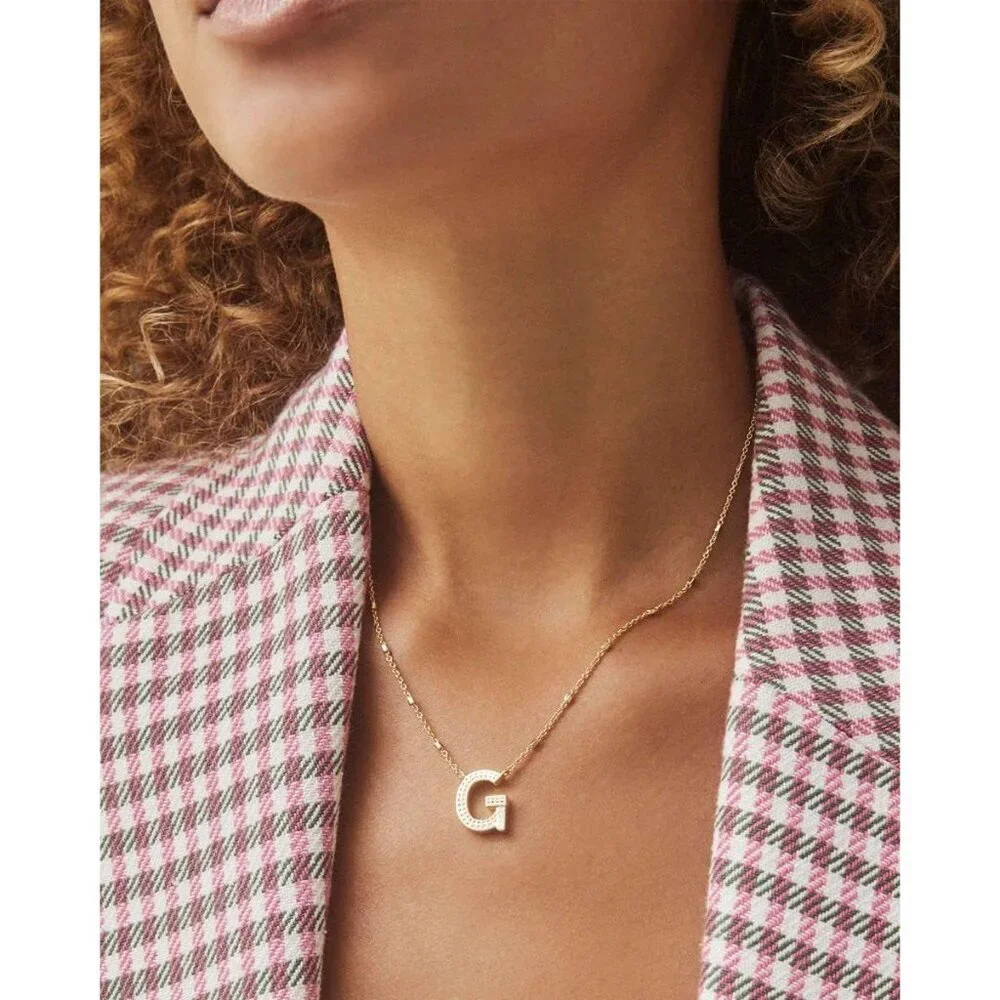 Letters G pendant necklace for women fashion jewelry 14k gold plated brass